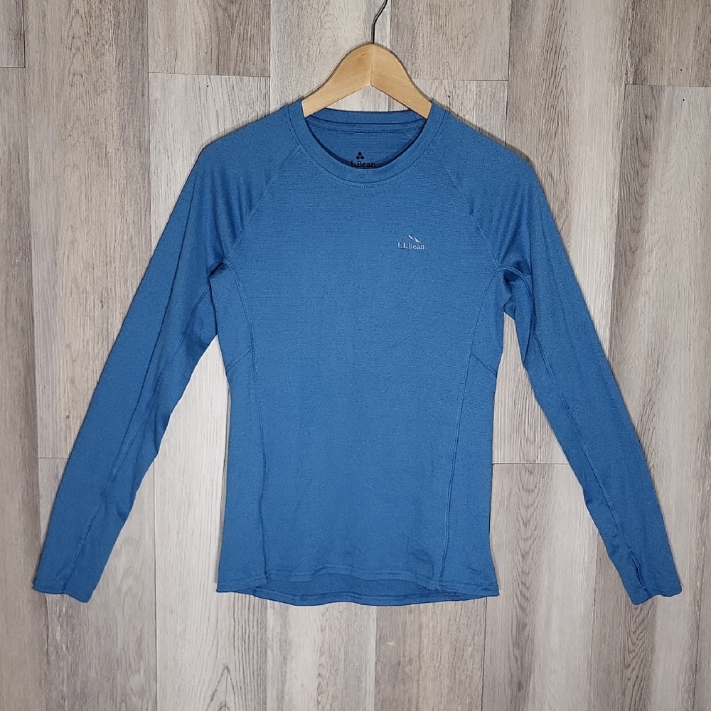 L.L‎ Bean Womens XS Reg Lightweight Base Layer Shirt Thumb Holes Stretch Outdoor